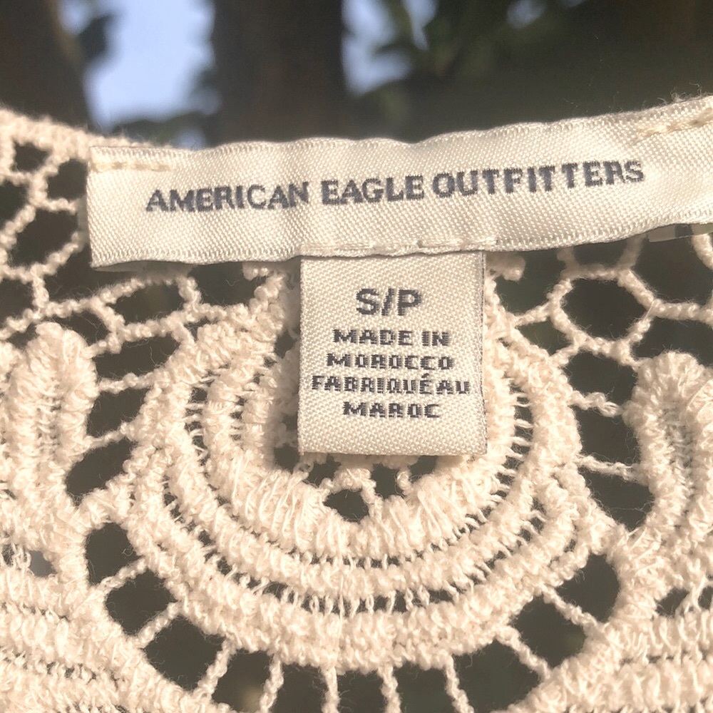 American Eagle cotton sweater with lace accent, Sm - Picture 4 of 7